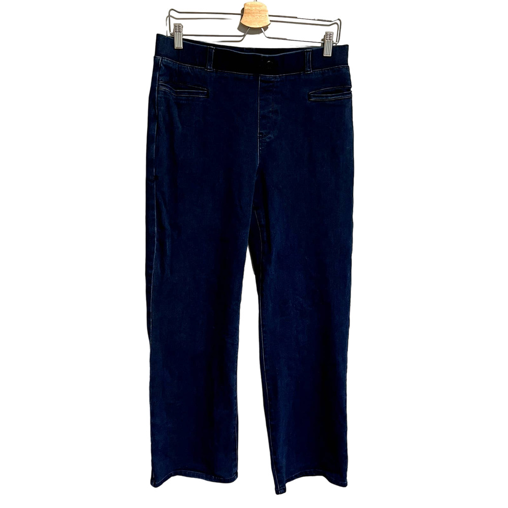 Betabrand Yoga Denim Wide Leg Pull-On Jeans Women's Size Large Comfy Jeans